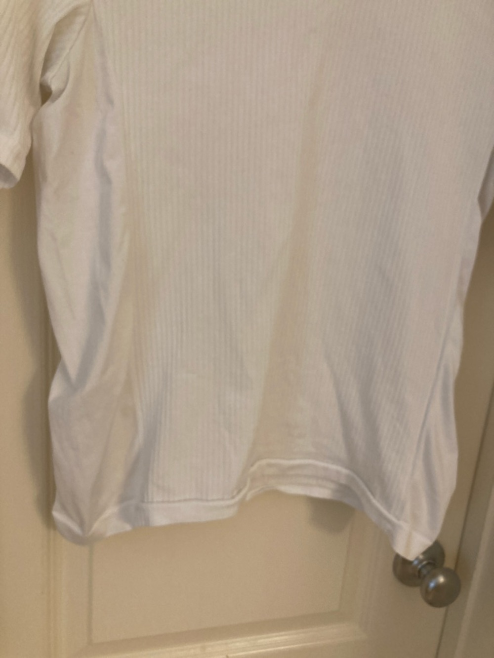 Classic Ribbed White Short-Sleeve Tee - Picture 6 of 9